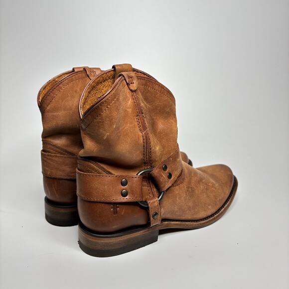 Frye Wyatt Harness Short Leather Boots in Cognac - Picture 3 of 8